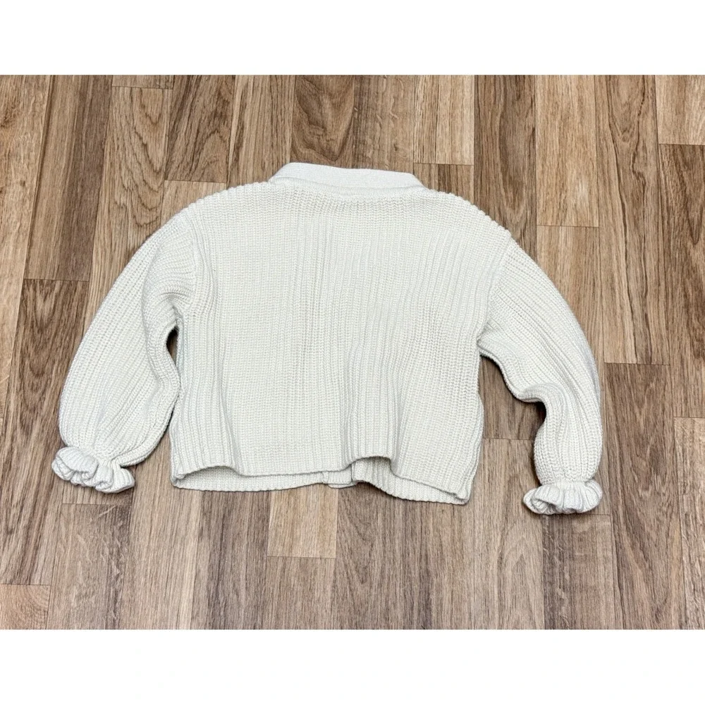 Baby Gap Kids Cream Ribbed Knit Ruffle Cuff Cardigan Sweater Cream Size 4